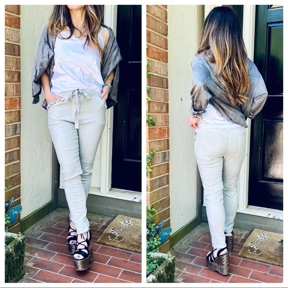 Boho Fabulous Fabulous Soft Jean Side pocket side detail tie waist Joggers